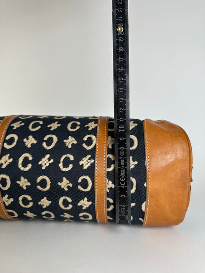 Vintage Celine Paris macadam Triomphe Monogram Brownling Bag Beige Black