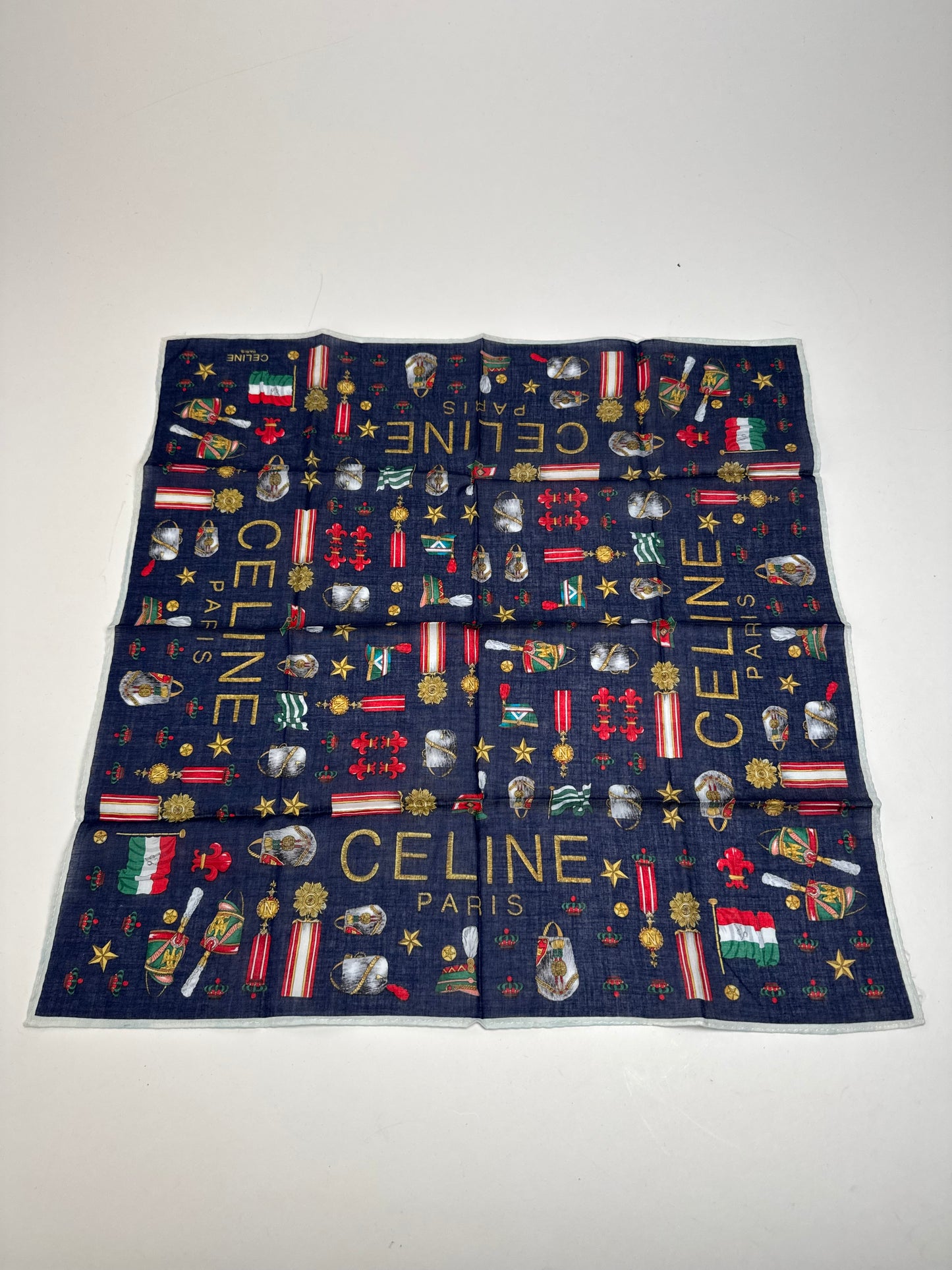 Vintage Celine Paris Scarf Navy