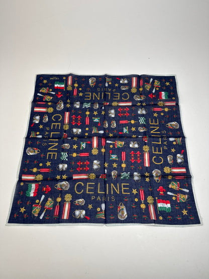 Vintage Celine Paris Scarf Navy
