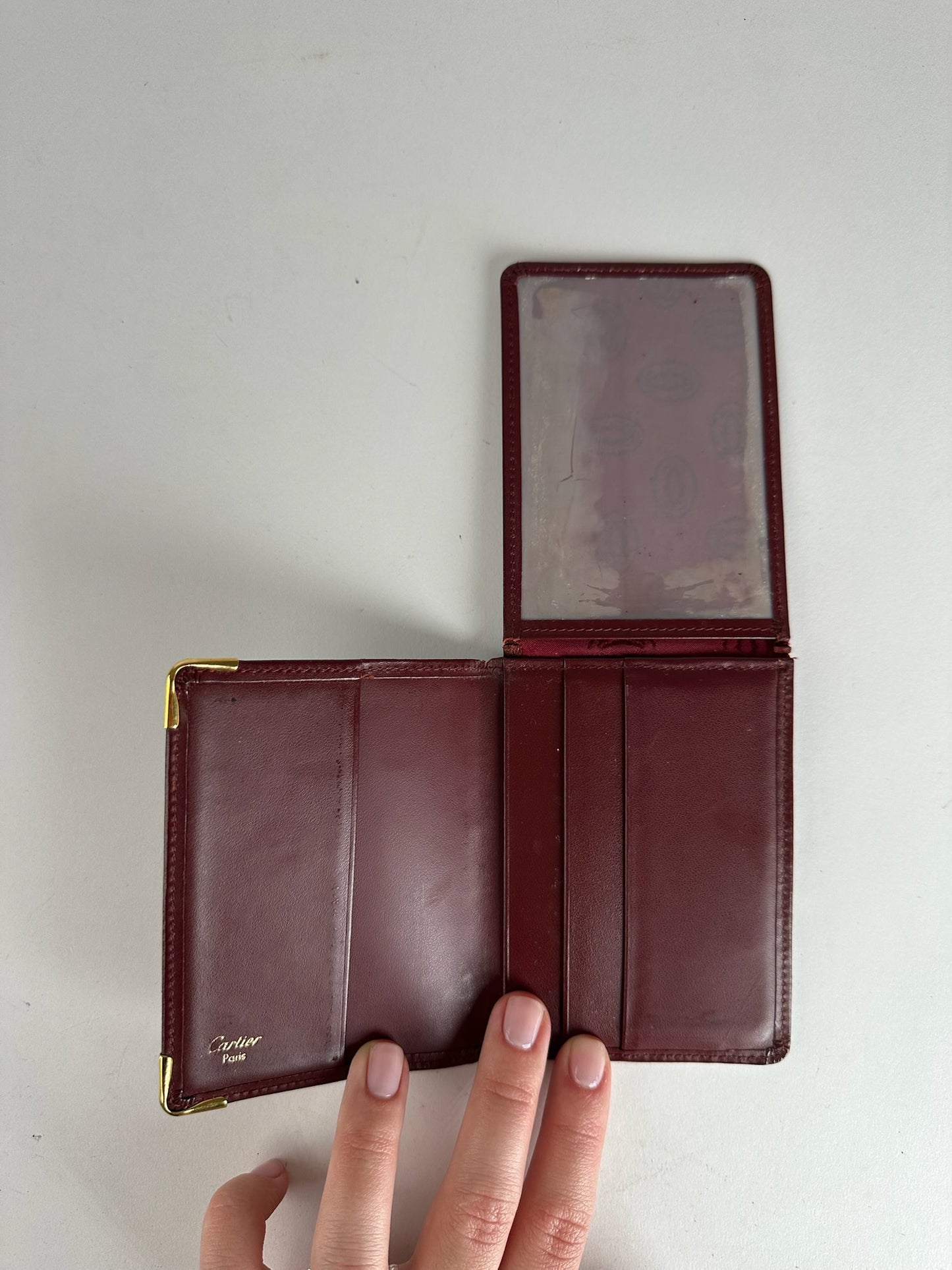 Vintage Cartier Leather Card Holder Burgundy