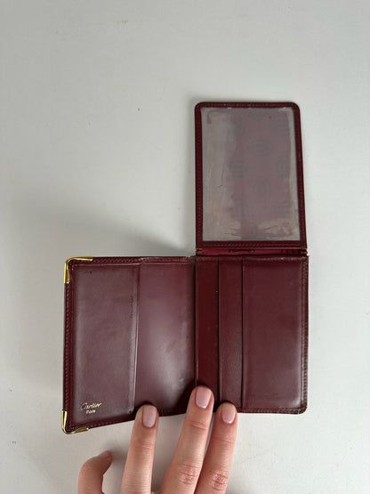 Vintage Cartier Leather Card Holder Burgundy