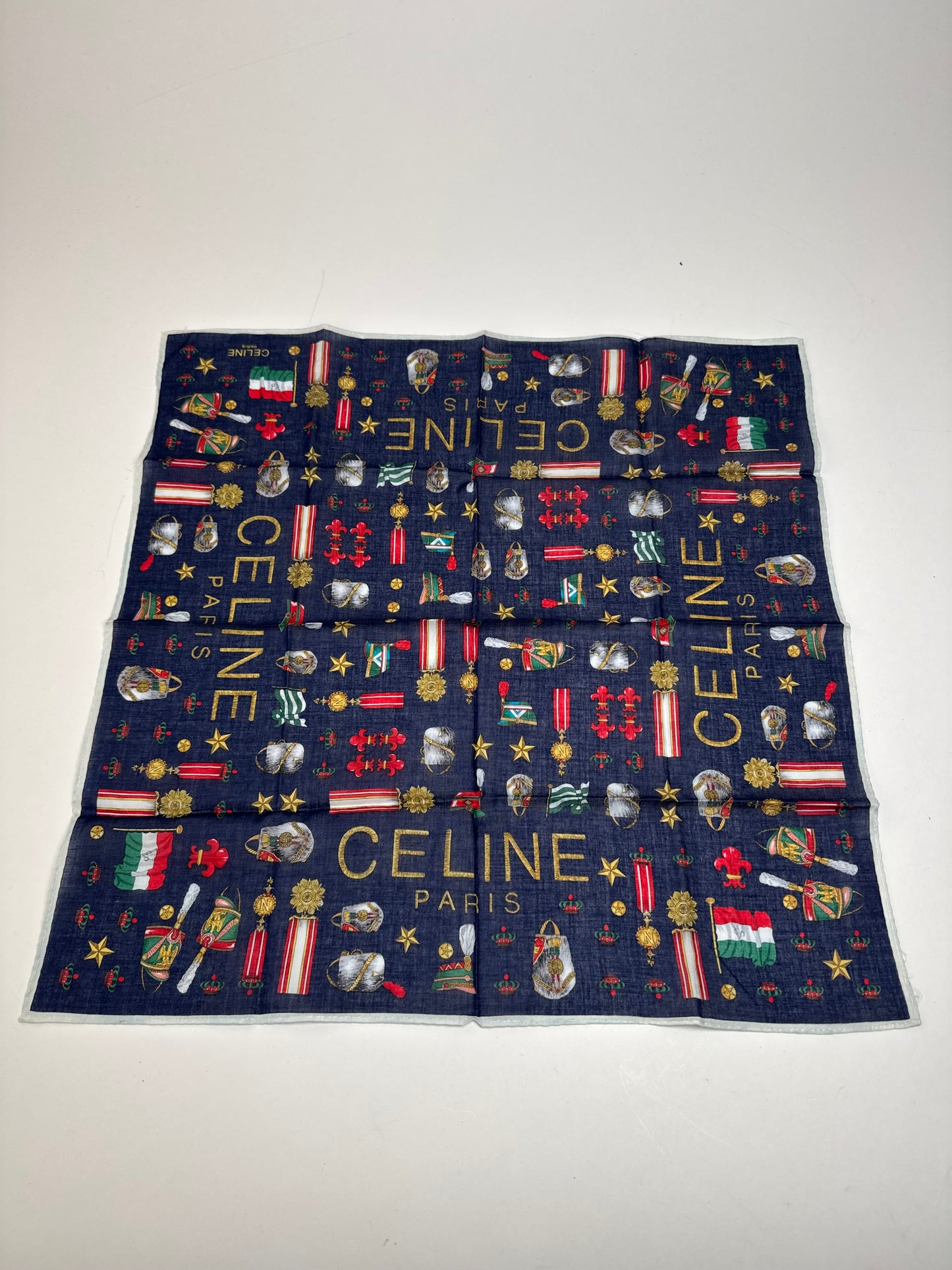 Vintage Celine Paris Scarf Navy