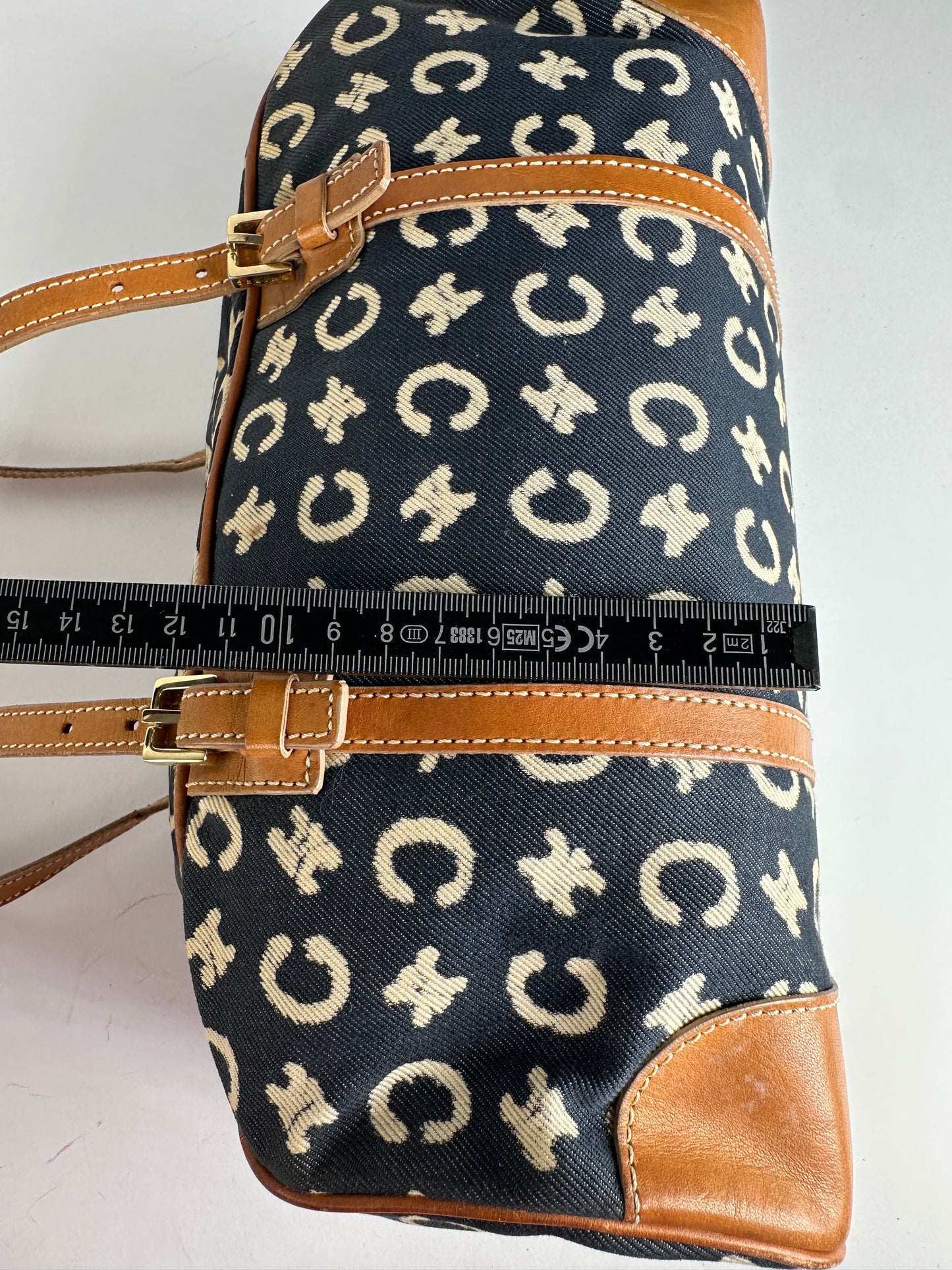 Vintage Celine Paris macadam Triomphe Monogram Brownling Bag Beige Black