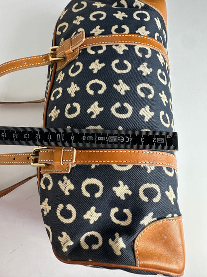 Vintage Celine Paris macadam Triomphe Monogram Brownling Bag Beige Black