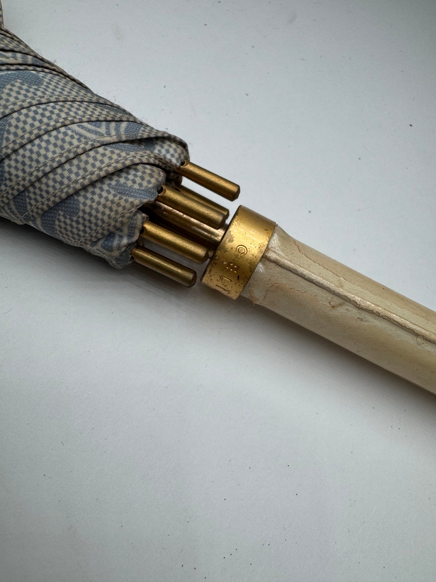 Vintage Celine Paris Monogram Umbrella Turquoise