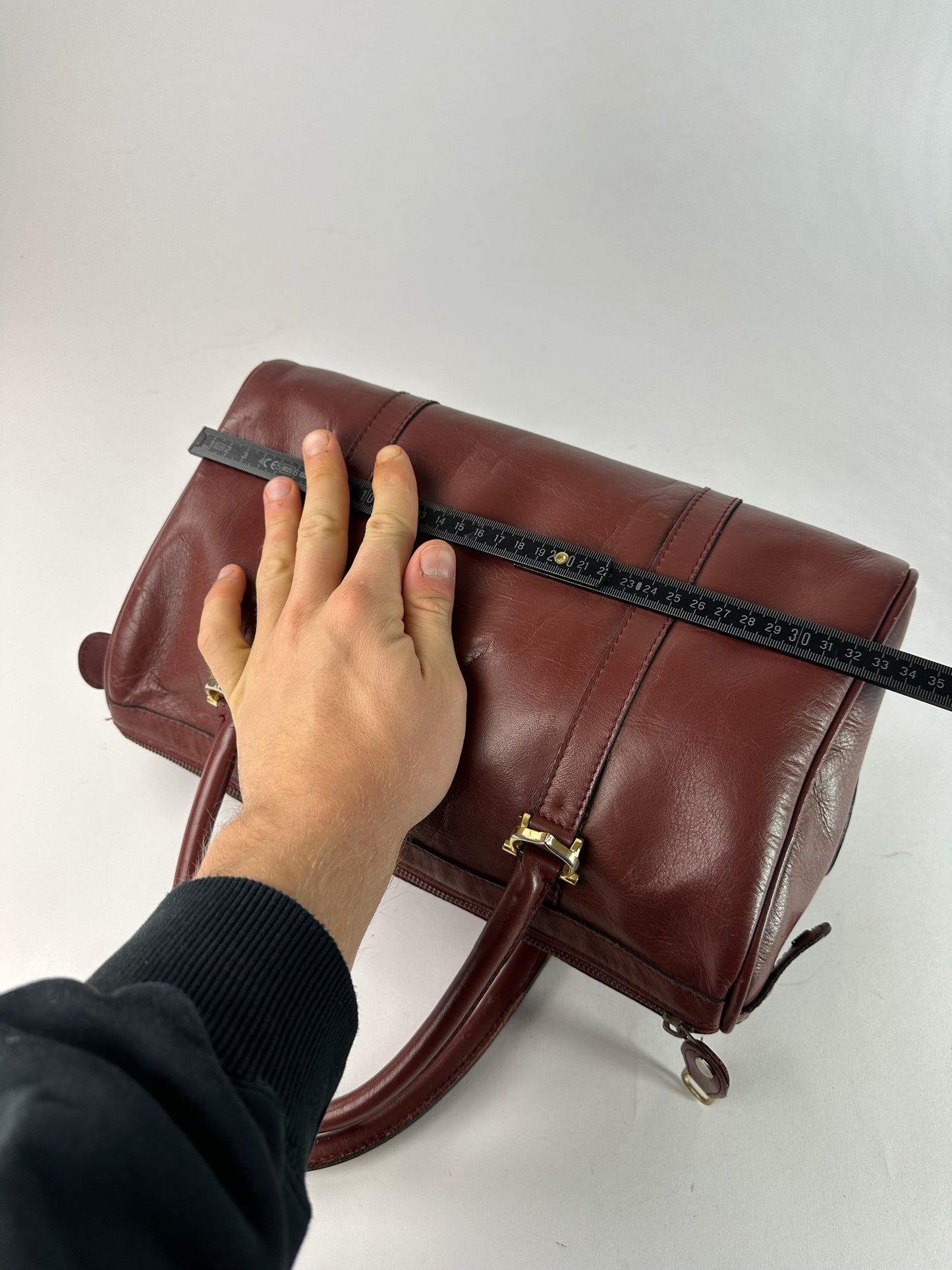Vintage Cartier Burgundy Leather Boston Bag