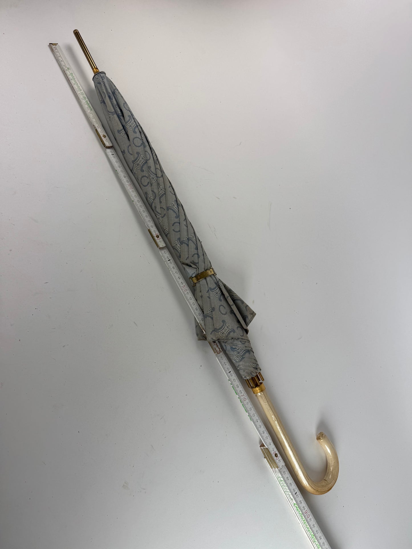 Vintage Celine Paris Monogram Umbrella Turquoise