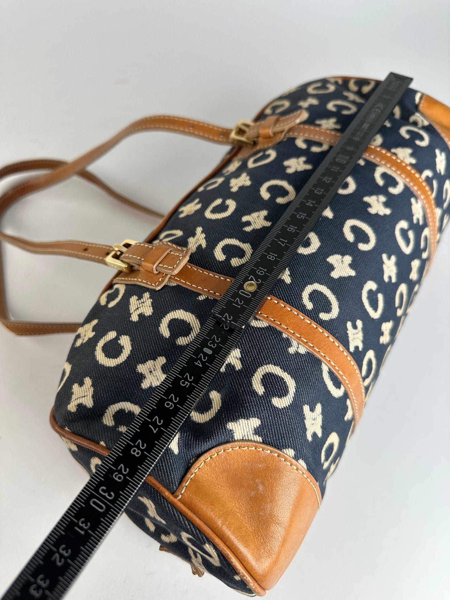 Vintage Celine Paris macadam Triomphe Monogram Brownling Bag Beige Black