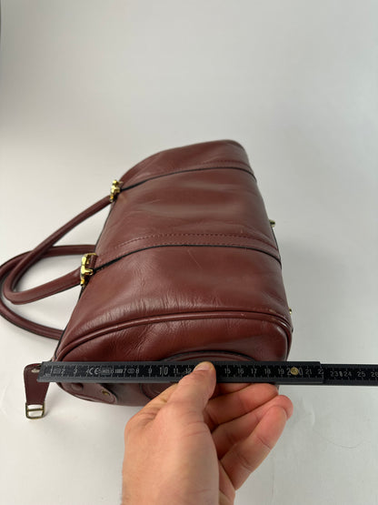 Vintage Cartier Burgundy Leather Boston Bag