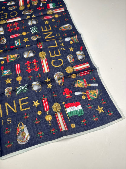 Vintage Celine Paris Scarf Navy