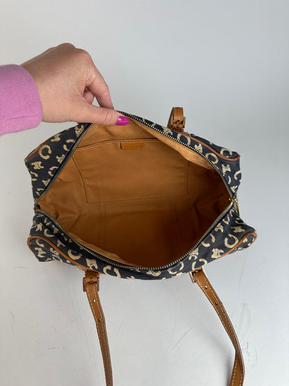 Vintage Celine Paris macadam Triomphe Monogram Brownling Bag Beige Black