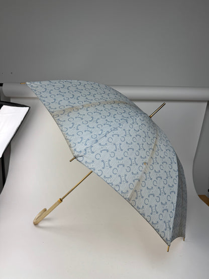 Vintage Celine Paris Monogram Umbrella Turquoise