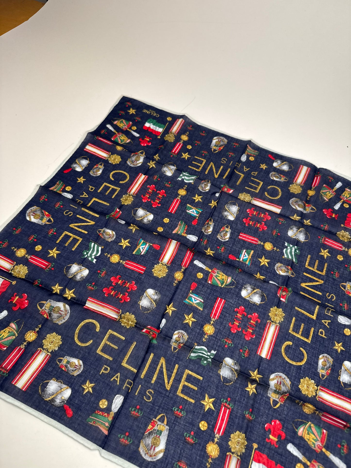 Vintage Celine Paris Scarf Navy