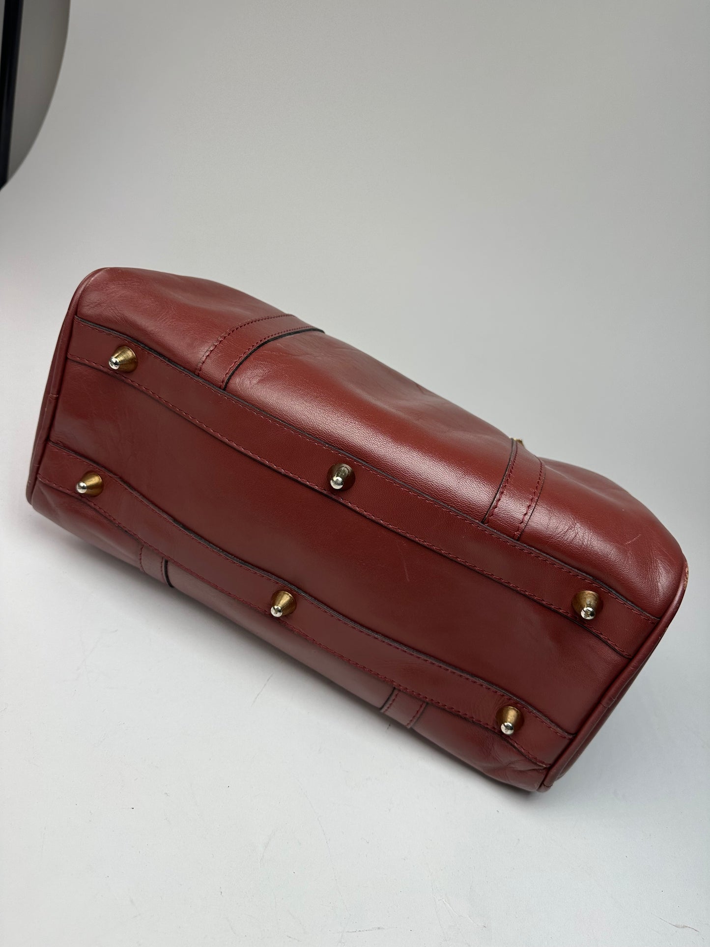 Vintage Cartier Burgundy Leather Boston Bag