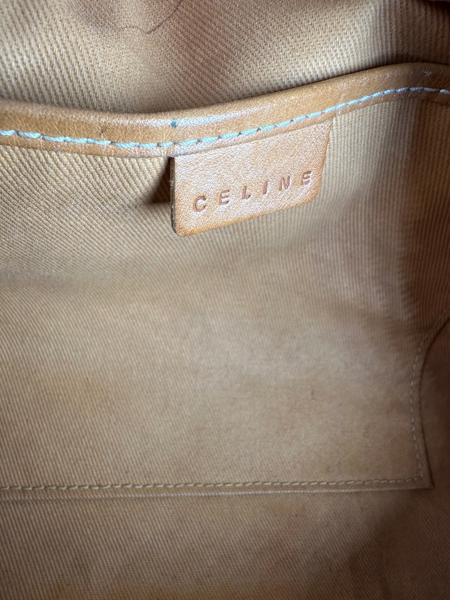 Vintage Celine Paris macadam Triomphe Monogram Brownling Bag Beige Black