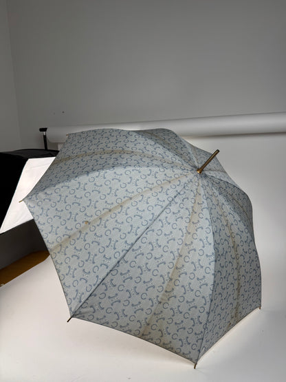 Vintage Celine Paris Monogram Umbrella Turquoise