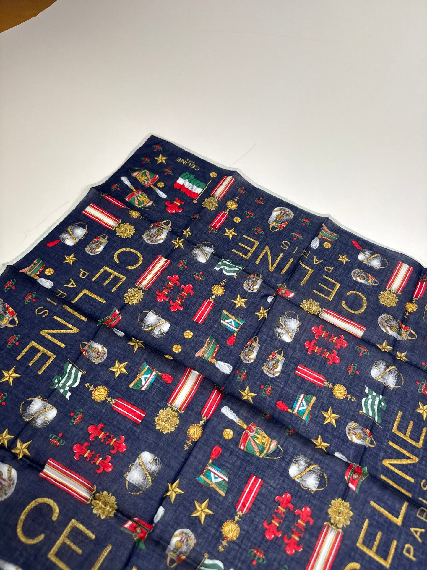 Vintage Celine Paris Scarf Navy