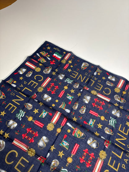 Vintage Celine Paris Scarf Navy