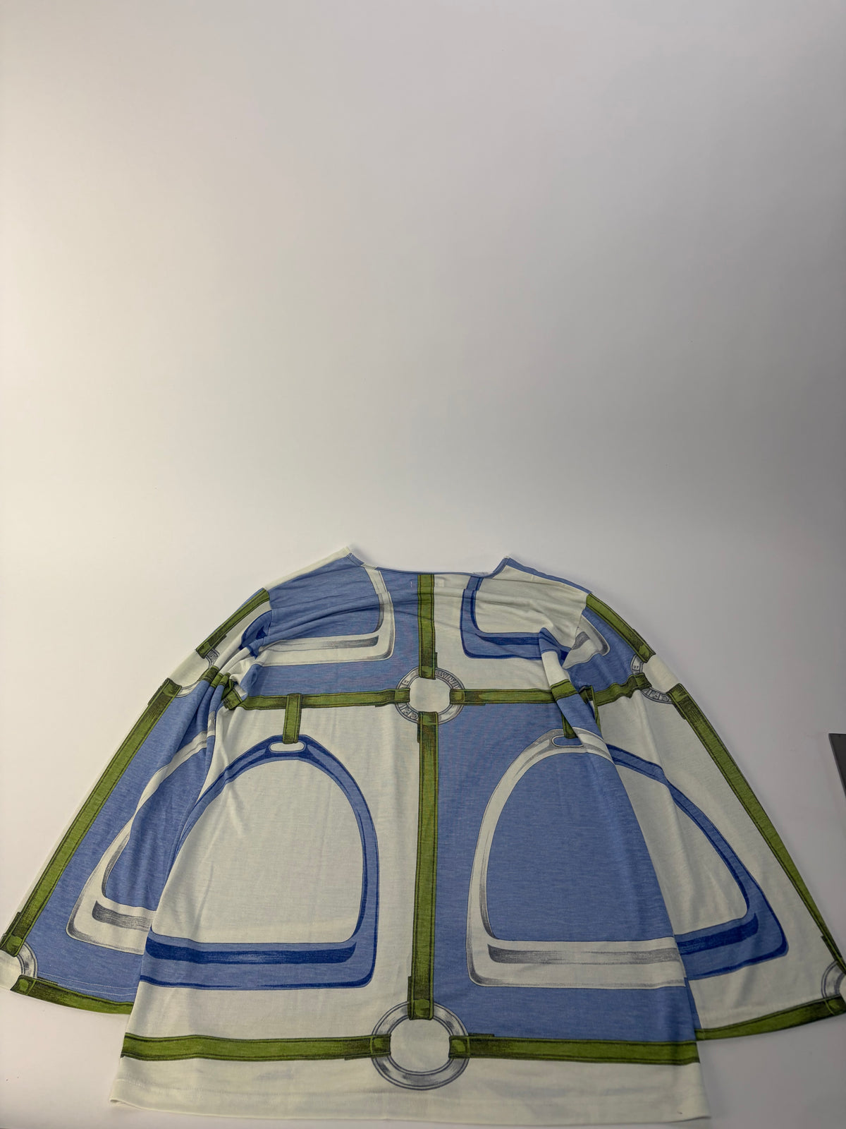 Vintage Celine Graphic Jersey Tunic Top Blue Green M