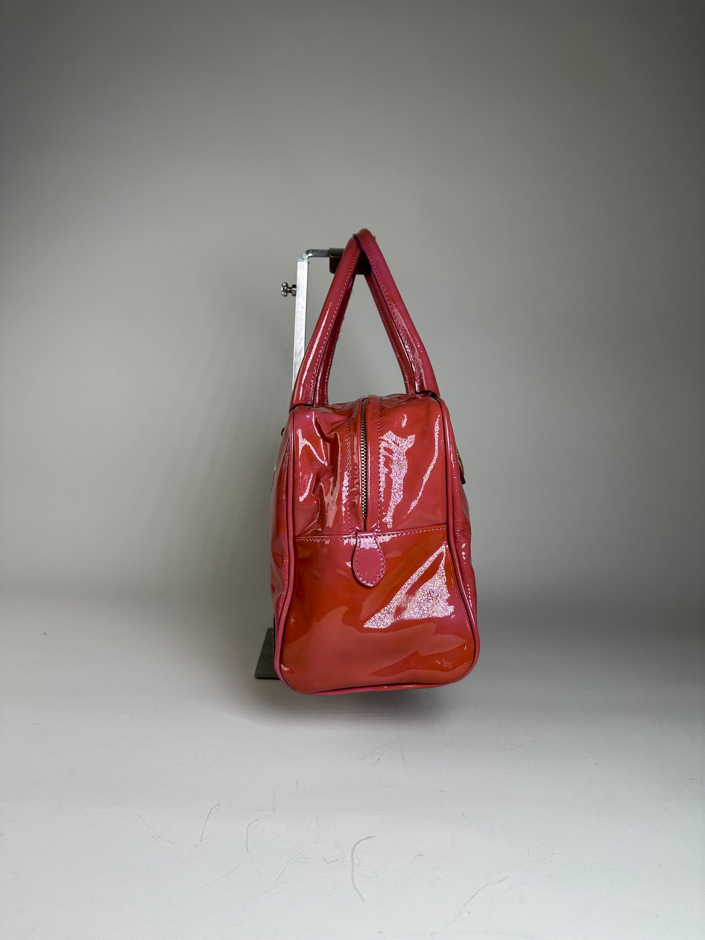 Vintage Etro Patent Leather Handbag Pink Gold