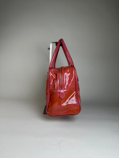 Vintage Etro Patent Leather Handbag Pink Gold