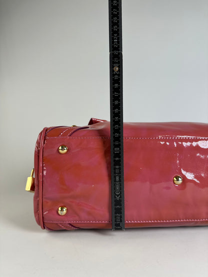 Vintage Etro Patent Leather Handbag Pink Gold