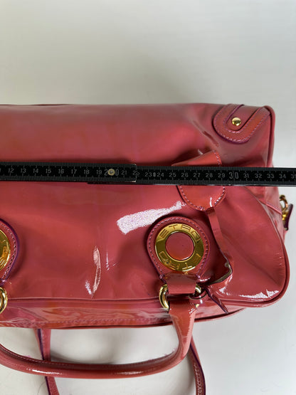Vintage Etro Patent Leather Handbag Pink Gold