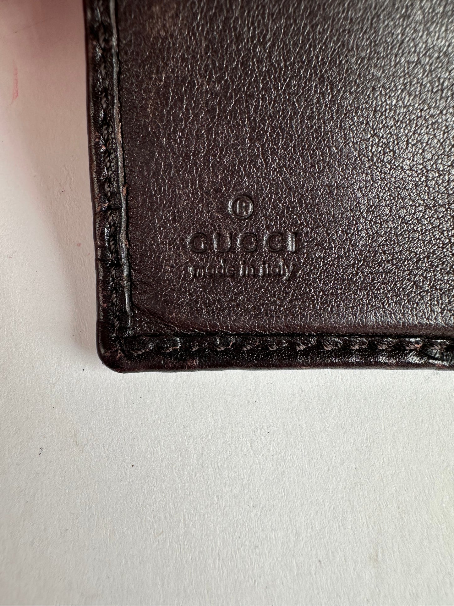 Vintage Gucci Leather Monogram Long Wallet Brown