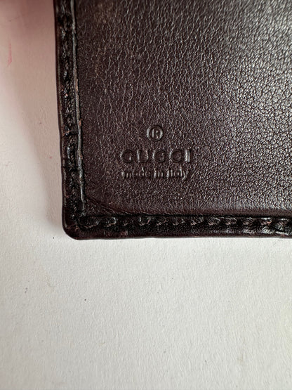 Vintage Gucci Leather Monogram Long Wallet Brown
