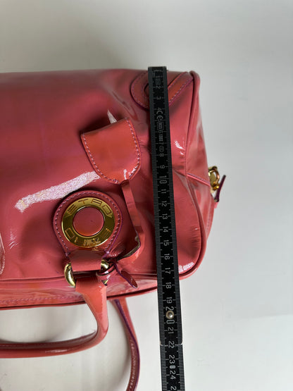 Vintage Etro Patent Leather Handbag Pink Gold