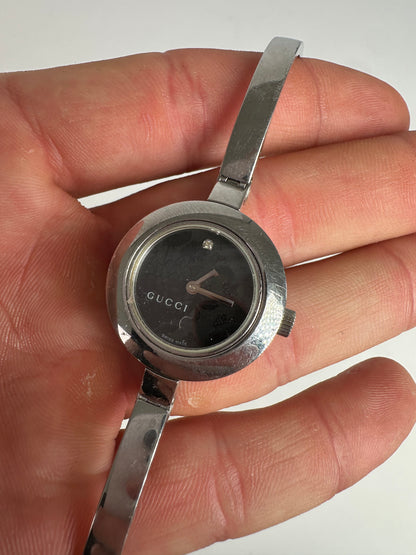 Vintage Gucci Stainless Steel Bracelet Watch Silver Black