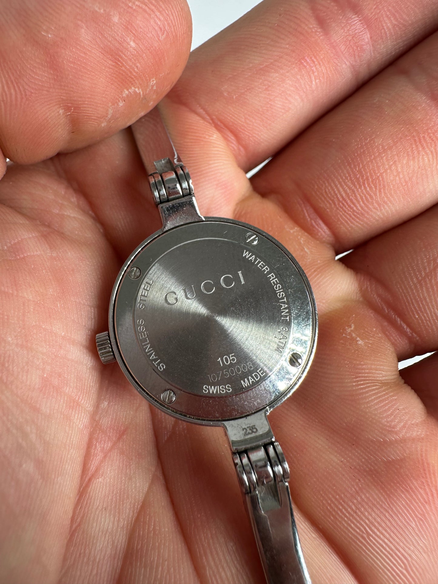 Vintage Gucci Stainless Steel Bracelet Watch Silver Black