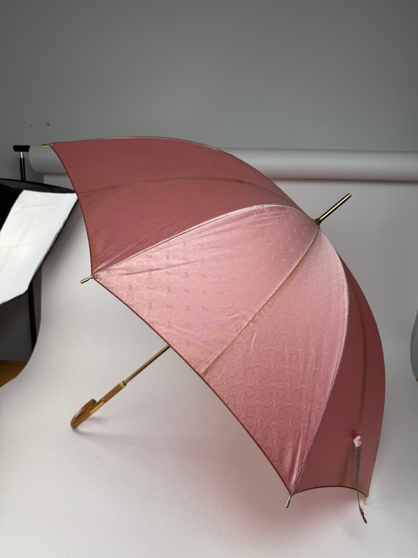 Vintage Celine Paris Monogram Umbrella Pink