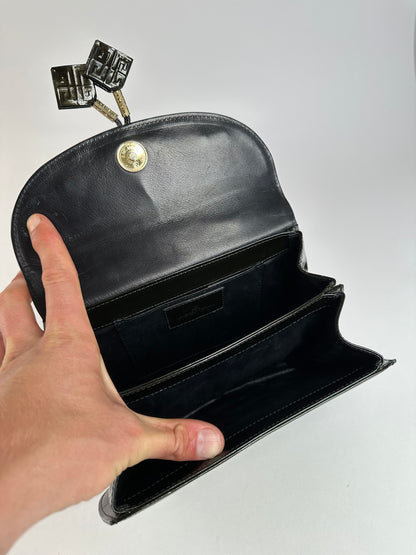Vintage Givenchy Patent Leather Handbag Black Gold