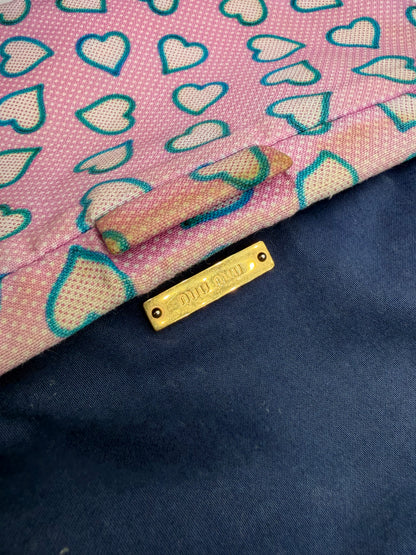 Vintage Miu Miu Heart Print Fabric Pouch c. Mid-2010s Pink Blue