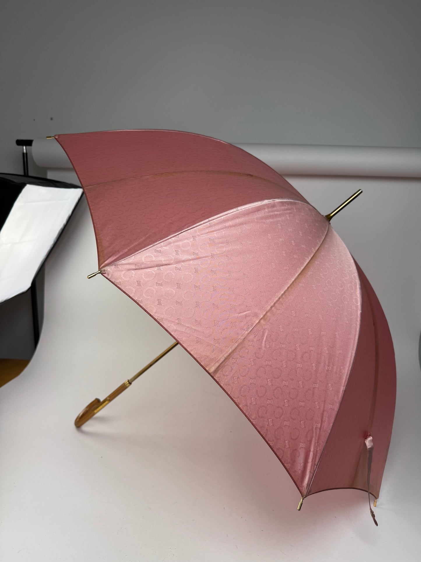 Vintage Celine Paris Monogram Umbrella Pink