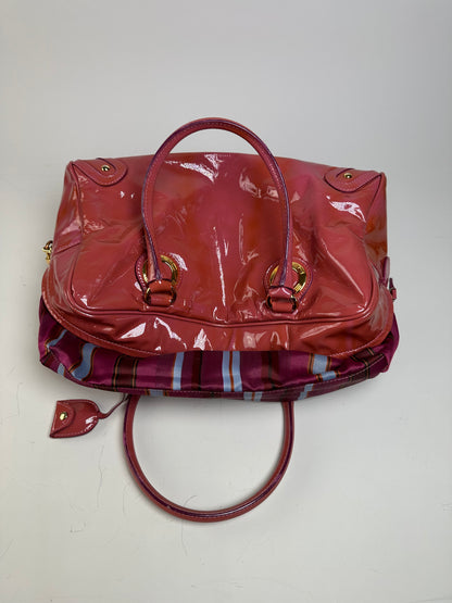 Vintage Etro Patent Leather Handbag Pink Gold