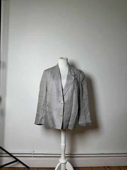 Vintage Dior Linen Blazer Light Grey Stripe S
