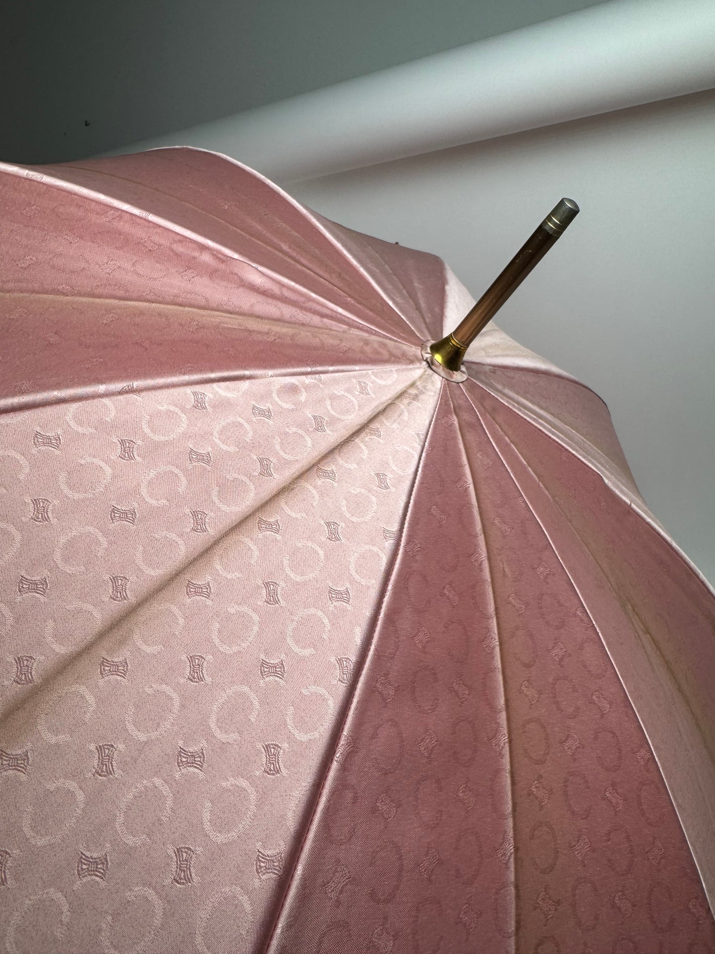 Vintage Celine Paris Monogram Umbrella Pink