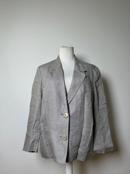 Vintage Dior Linen Blazer Light Grey Stripe S