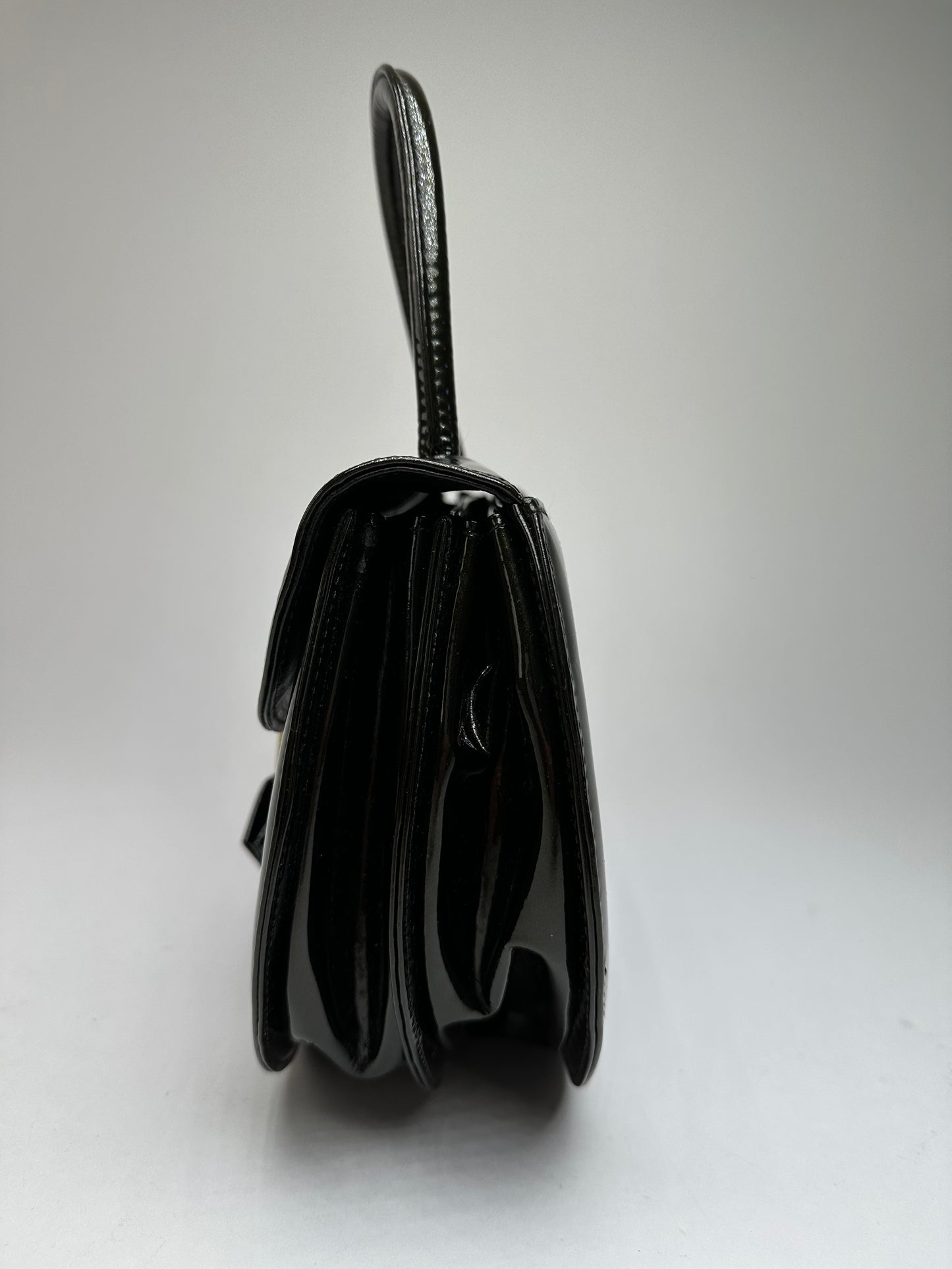 Vintage Givenchy Patent Leather Handbag Black Gold