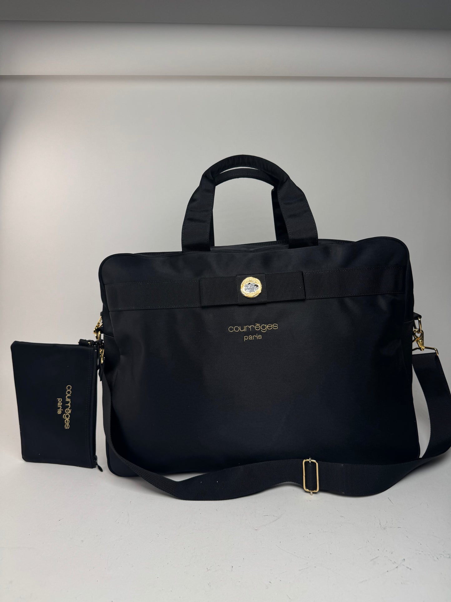Sac polochon vintage Courreges Paris 2Way Cotton noir