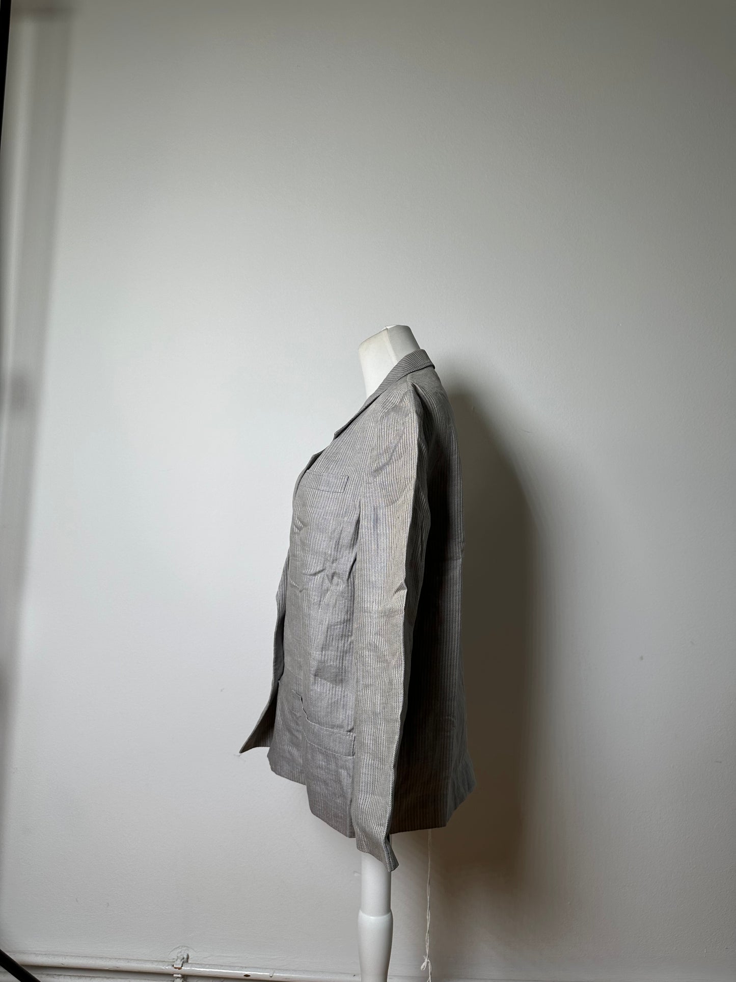 Vintage Dior Linen Blazer Light Grey Stripe S