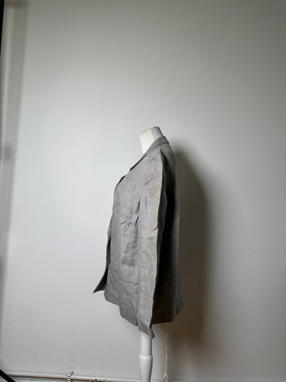 Vintage Dior Linen Blazer Light Grey Stripe S