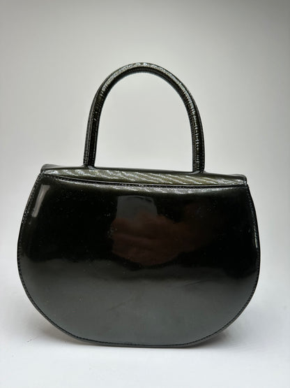 Vintage Givenchy Patent Leather Handbag Black Gold
