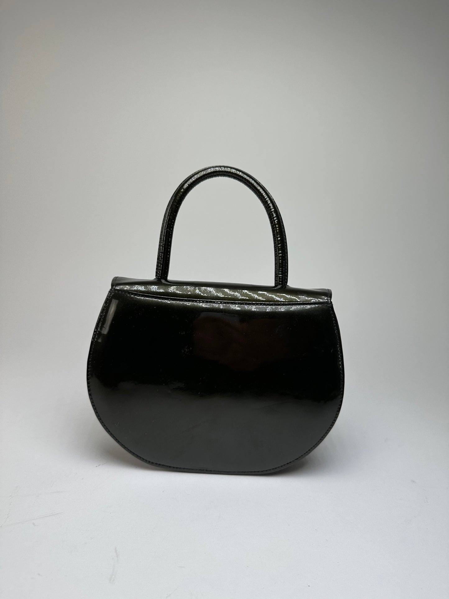 Vintage Givenchy Patent Leather Handbag Black Gold