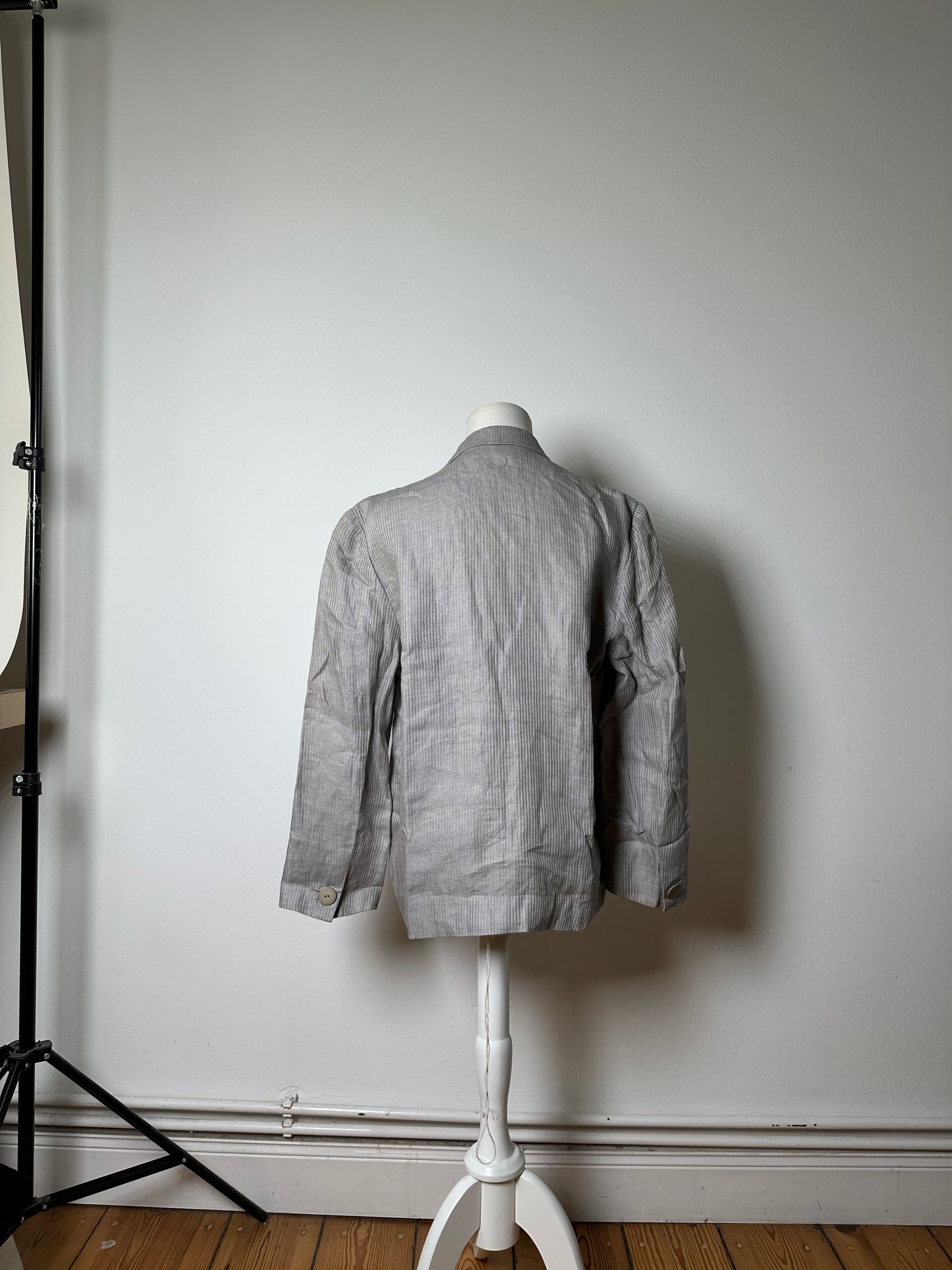 Vintage Dior Linen Blazer Light Grey Stripe S