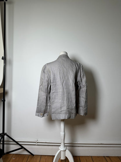 Vintage Dior Linen Blazer Light Grey Stripe S