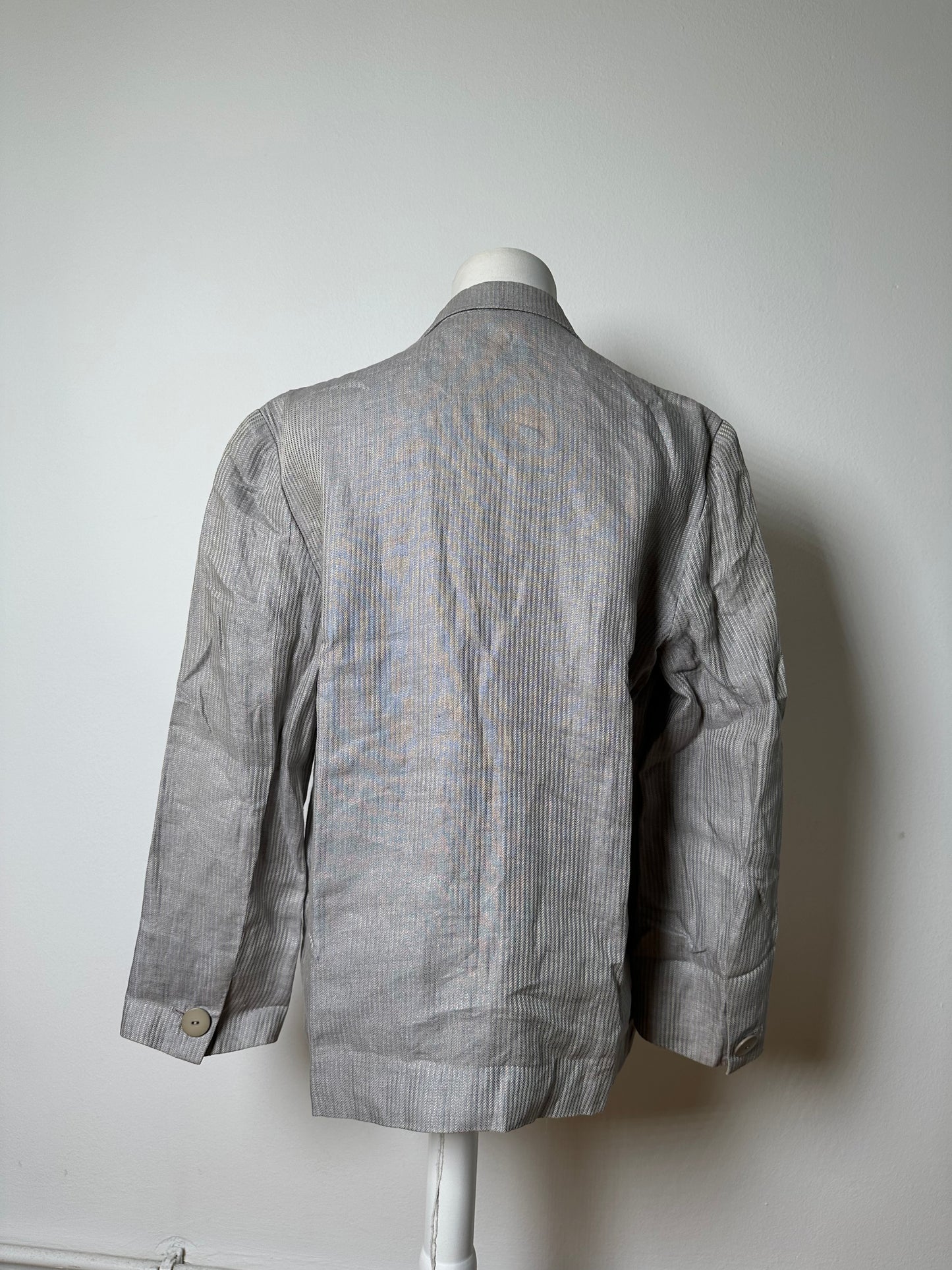 Vintage Dior Linen Blazer Light Grey Stripe S