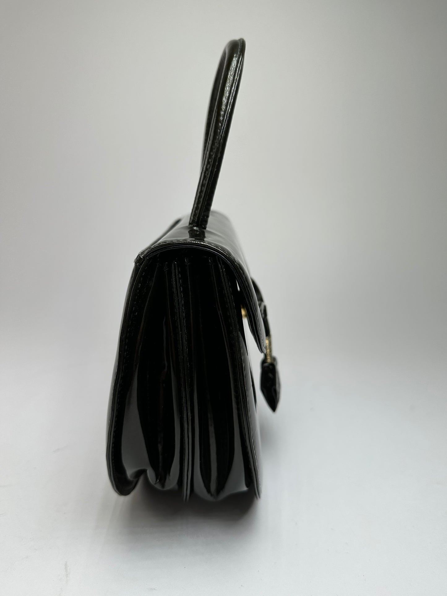 Vintage Givenchy Patent Leather Handbag Black Gold